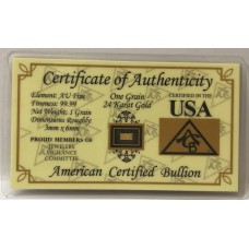 UNITED STATES OF AMERICA . ACB 24K . ONE GRAIN GOLD BAR . WITH C.O.A